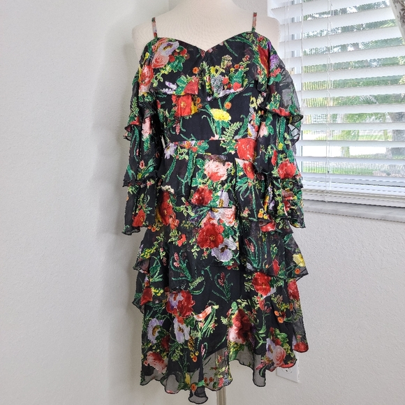 ALICE + OLIVIA Florentina Cold Shoulder Dress 4. - Picture 4 of 4